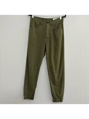 Rag & Bone Womens Denim Joggers Size 29 Olive Green High Rise Button Fly Tapered